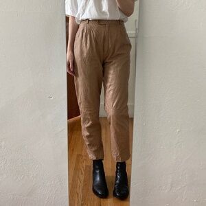 Vintage high waisted tan leather pants 80's 90's.